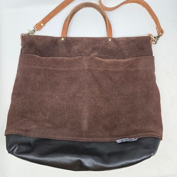 ALI GOLDEN Brown and Black Suede Tote Bag Reversible - Picture 2 of 16